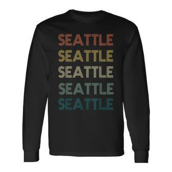Seattle Washington Pride Vintage State Retro 70S Washington Long Sleeve T-Shirt | Mazezy