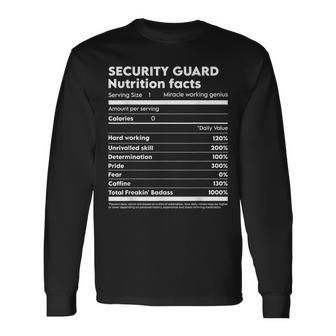 Security Guard Nutrition Facts Long Sleeve T-Shirt - Seseable