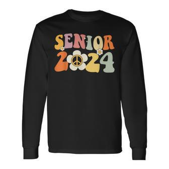 Senior 2024 Hippie Peace Love Seniors Back To School Long Sleeve T-Shirt T-Shirt | Mazezy