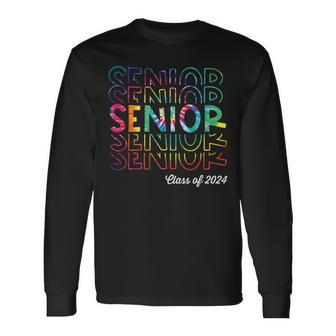 Senior 2024 Retro Tye Dye 2024 High School Graduate Class Long Sleeve T-Shirt T-Shirt | Mazezy