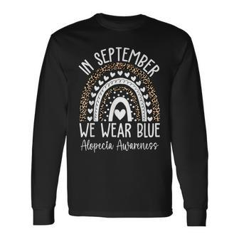 In September We Wear Blue Alopecia Areata Awareness Month Long Sleeve - Seseable