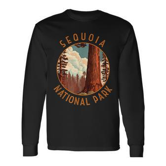 Sequoia National Park Illustration Distressed Circle Long Sleeve - Seseable