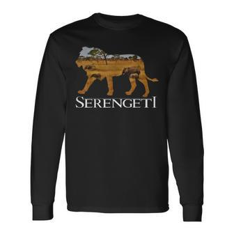 Serengeti African Lion Elephants In Africa Cool Tourist Long Sleeve T-Shirt | Mazezy