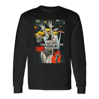 Sexy Blonde Classic Halloween Monster Poster Horror Movie Halloween Long Sleeve T-Shirt T-Shirt | Mazezy