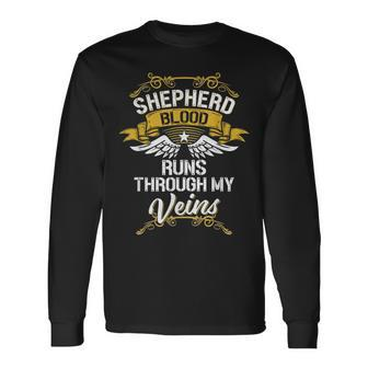 Shepherd Blood Runs Through My Veins Long Sleeve T-Shirt - Seseable