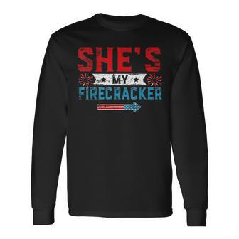 Shes My Firecracker His And Hers 4Th July Matching Couples Long Sleeve T-Shirt T-Shirt | Mazezy UK