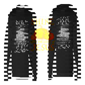 Shine With The Light Of Jesus Christian Halloween Pumpkin Long Sleeve T-Shirt | Mazezy