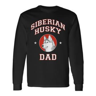 Siberian Husky Dad Dog Father Long Sleeve T-Shirt | Mazezy