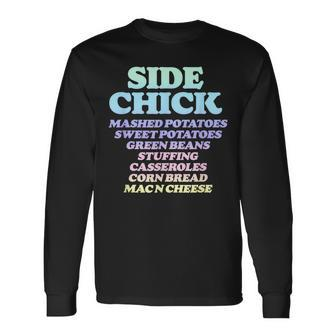 Side Chick Thanksgiving Retro Food Dishes Mac Cheese Long Sleeve T-Shirt T-Shirt | Mazezy