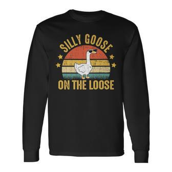 Silly Goose On The Loose Vintage Goose University Long Sleeve T-Shirt T-Shirt | Mazezy