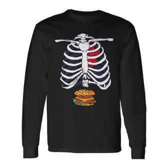 Skeleton Burger Halloween Foodie Scary Food Lover Hamburger Long Sleeve T-Shirt T-Shirt | Mazezy AU