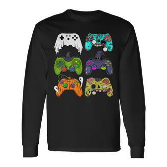 Skeleton Zombie Gaming Controllers Halloween For Gamer Boys Long Sleeve T-Shirt | Mazezy DE