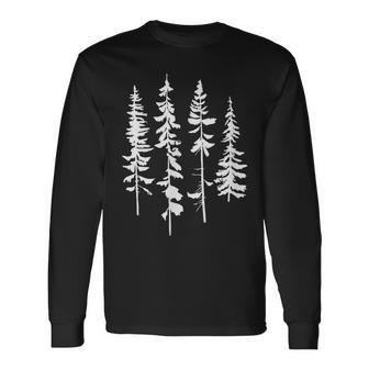 Skinny Pine Trees Pine Tree Graphic For Nature Lover Long Sleeve T-Shirt - Seseable