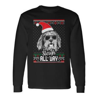 Sleigh All Day Bergamasco Shepherd Christmas Long Sleeve T-Shirt | Mazezy