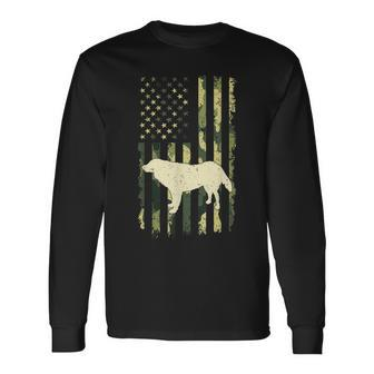 Slovak Cuvac Camouflage American Flag Long Sleeve T-Shirt | Mazezy