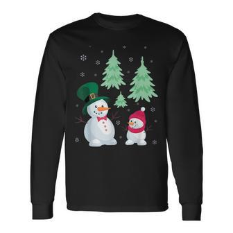 Snowman Christmas Tree Snowflakes Long Sleeve T-Shirt - Monsterry AU