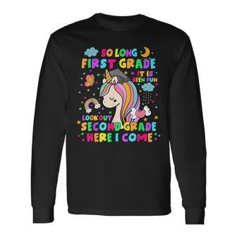 So Long First Grade Second Grade Here I Come Back To School Long Sleeve T-Shirt T-Shirt | Mazezy