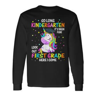 So Long Kindergarten 1St Grade Come Unicorn Graduation Girls Long Sleeve T-Shirt - Seseable