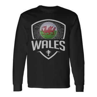 Soccer Support The Team Football Fan Welsh Wales Flag Long Sleeve T-Shirt | Mazezy