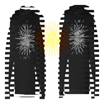 Sol De Mayo Argentina Flag Argentinian Sun Vintage Throwback Long Sleeve T-Shirt | Seseable UK