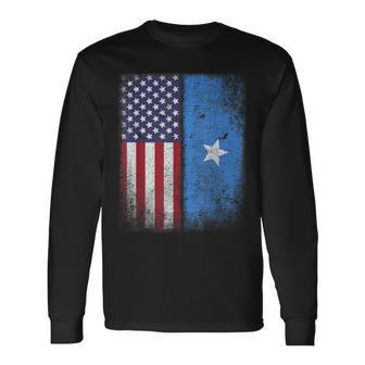 Somali American Flag Somalia Usa Somalian America Long Sleeve T-Shirt | Mazezy UK
