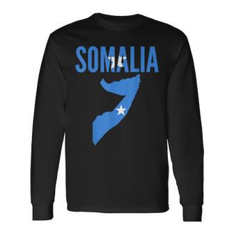 Somali Somalia Country Map Flag Long Sleeve T-Shirt | Mazezy