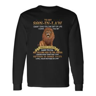 To My Soninlaw From Motherinlaw Thank You Long Sleeve T-Shirt - Monsterry CA