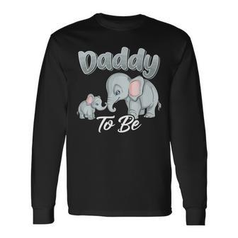 Soon Daddy To Be Elephants For Baby Shower Gender Reveal Men Long Sleeve T-Shirt - Monsterry UK