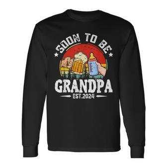 Soon To Be Grandpa 2024 Retro Pregnancy Announcement Dad Long Sleeve - Seseable