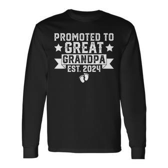 Soon To Be Great Grandfather Promoted To Great Grandpa 2024 Long Sleeve T-Shirt T-Shirt | Mazezy