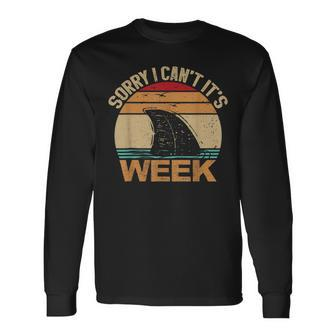 Sorry I Can't It's Week Vintage Shark Lovers Long Sleeve T-Shirt | Mazezy DE