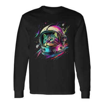 Space Astronaut Cat Space Cat Long Sleeve T-Shirt - Monsterry UK