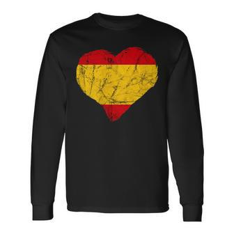 Spain Spanish Pride Espana Heart Spanish Flag Spanish Roots Long Sleeve T-Shirt | Mazezy