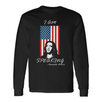 I Am Speaking Harris Pence Vp Debate 2020 Quote Long Sleeve T-Shirt | Mazezy