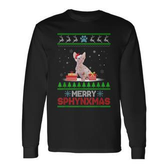 Sphynx Cat Lover Christmas Ugly Xmas Sweater Sphynx Long Sleeve T-Shirt | Mazezy