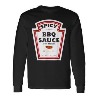 Spicy Bbq Sauce Bottle Label Group Halloween Costume Long Sleeve T-Shirt - Seseable