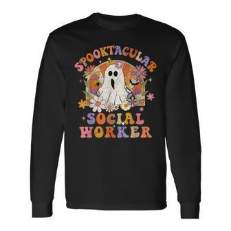 Spooktacular Social Worker Happy Halloween Spooky Matching Long Sleeve T-Shirt - Seseable