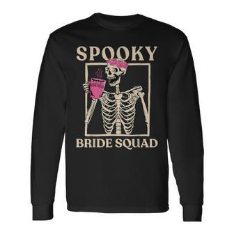 Spooky Bride Squad Skeleton Halloween Bachelorette Party Long Sleeve T-Shirt - Thegiftio UK