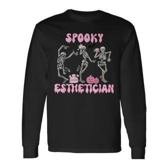 Spooky Esthetician Halloween Skeleton Skin Therapist Case Long Sleeve T-Shirt - Seseable