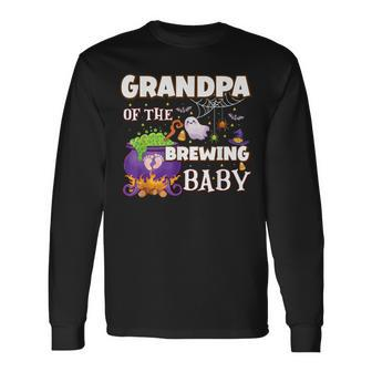 Spooky Grandpa Of Brewing Baby Halloween Theme Baby Shower Long Sleeve T-Shirt - Thegiftio UK