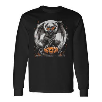 Spooky Halloween Cemetery Dragon Long Sleeve T-Shirt - Monsterry CA