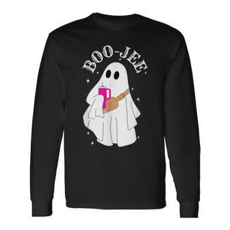 Spooky Season Cute Ghost Halloween Costume Boujee Boo-Jee Long Sleeve T-Shirt | Mazezy