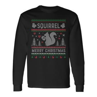 Squirrel Ugly Christmas Sweater Style Long Sleeve T-Shirt - Monsterry