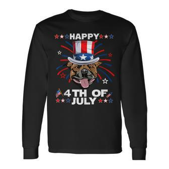 Staffordshire Bull Terrier Dog Patriotic 4Th Of July Dogs Long Sleeve T-Shirt T-Shirt | Mazezy