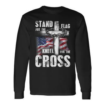 Stand For The Flag Kneel For The Cross Patriotic Long Sleeve T-Shirt T-Shirt | Mazezy