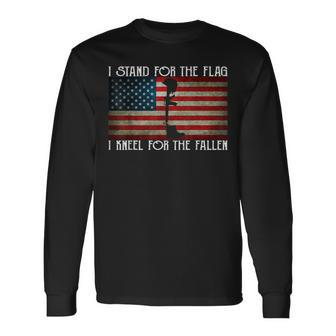 I Stand For The Flag I Kneel For The Fallen Veteran Long Sleeve T-Shirt | Mazezy