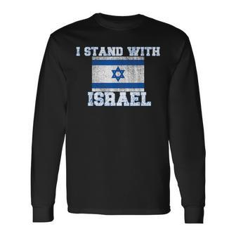 I Stand For Israel Support Israel Isreali Flag Vintage Long Sleeve T-Shirt - Thegiftio UK