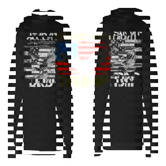 I Stand With Trump American Flag Woman Usa Vintage Long Sleeve - Monsterry