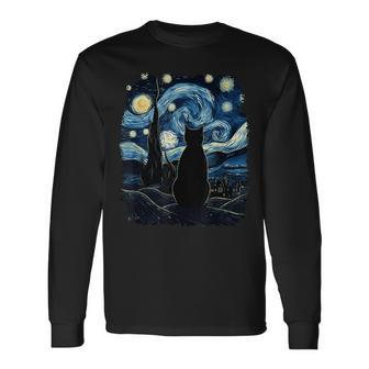 Starry Night Inspired Cat Cat Long Sleeve - Monsterry CA