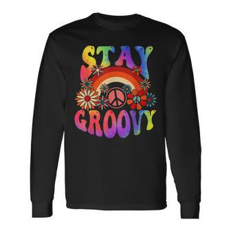 Stay Groovy Peace Sign Love 60S 70S Tie Dye Hippie Halloween Long Sleeve T-Shirt T-Shirt | Mazezy